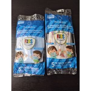Pro-tech-u Kids Face Masks 10 Disposable Face Mask with Nose Bridge and Ear Loop
